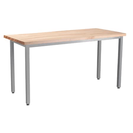 National Public Seating NPS Heavy Duty  Steel Table, Gray Frame, 30 x 72 x 30, Butcherblock Top HDT9-3072B